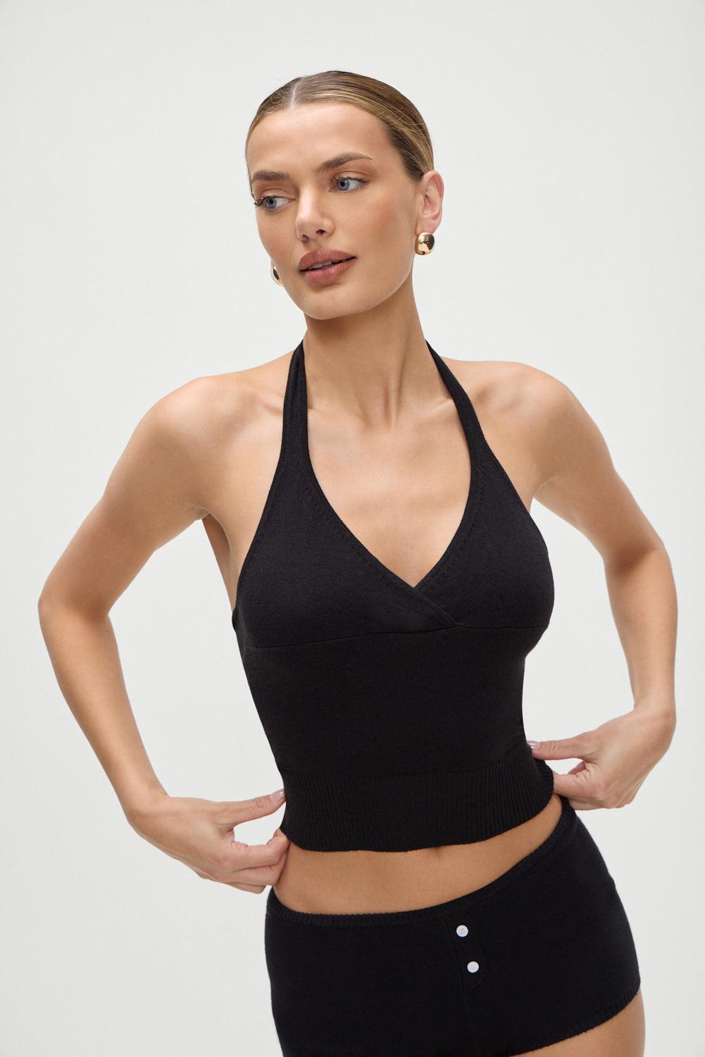 Dylan Knit Halter Top - Black Product Image