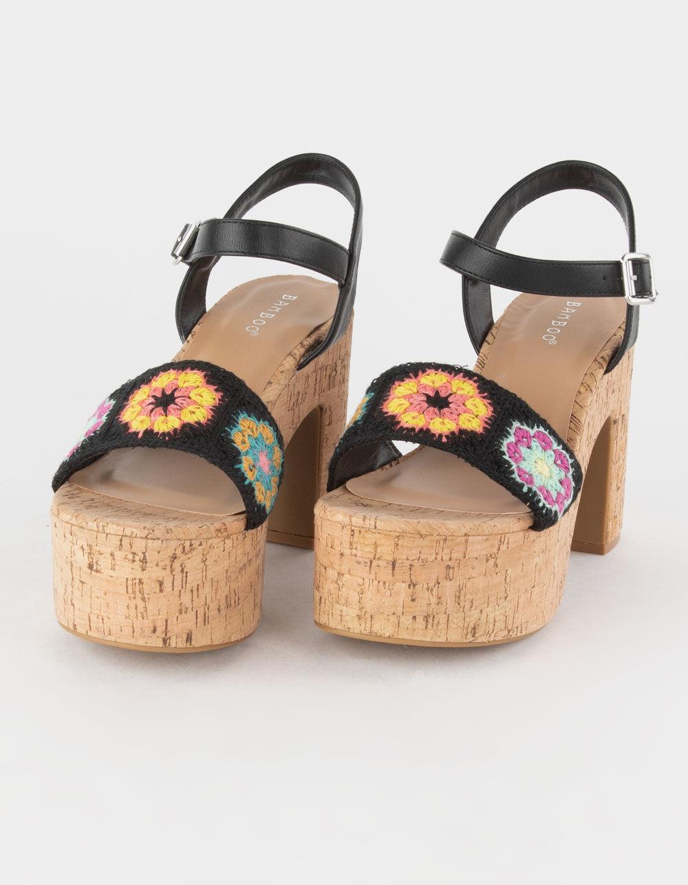 BAMBOO Crochet Womens Platform Sandals - BLK/MULTI Product Image