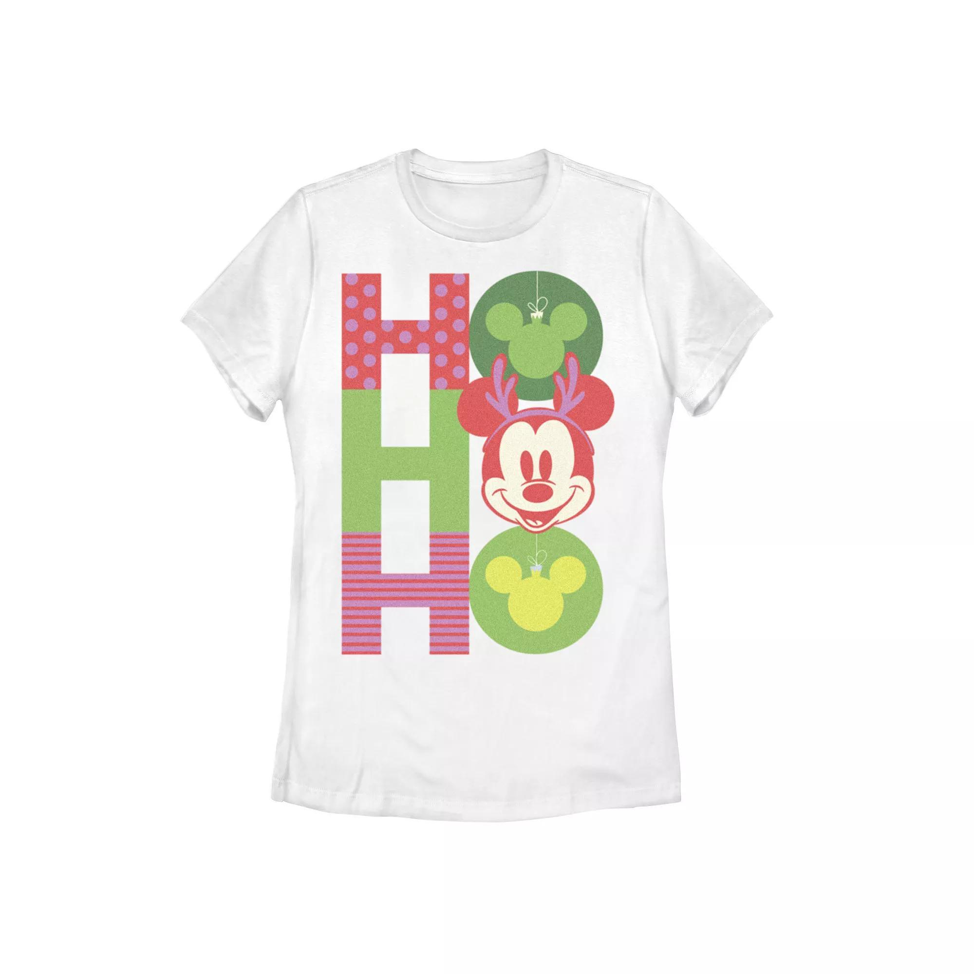 Disney's Mickey Mouse Juniors' Christmas Ornaments Graphic Tee, Women's, Size: XL, White Product Image