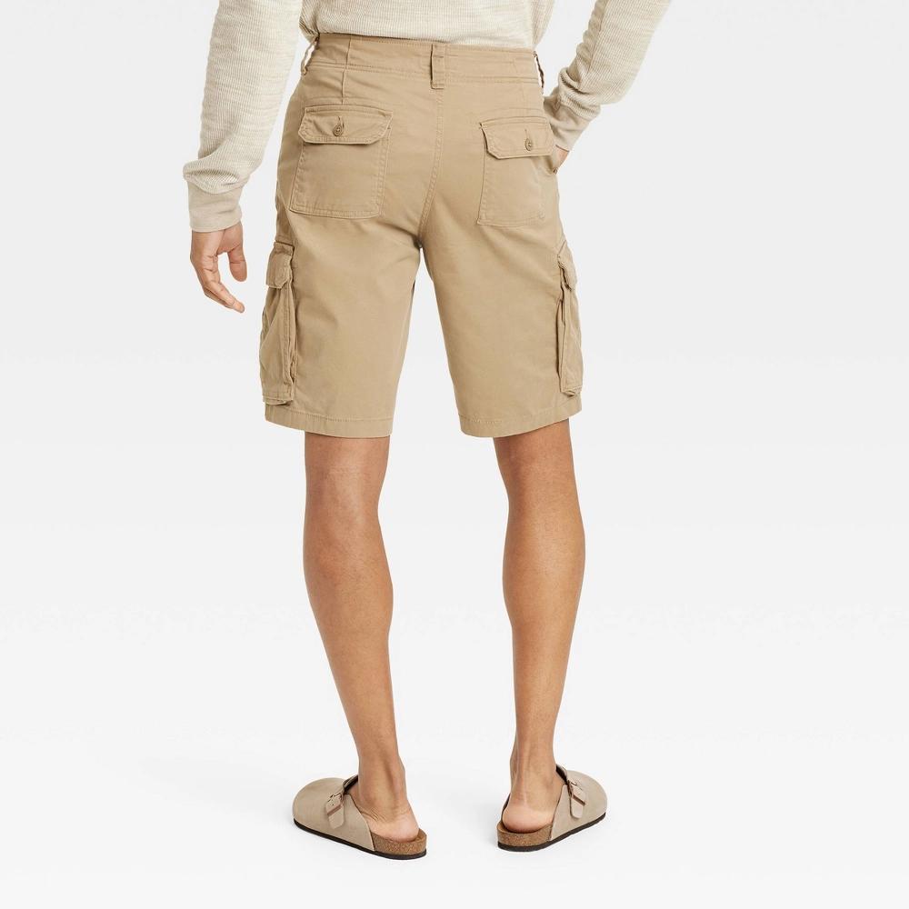 Men's 11" Cargo Shorts - Goodfellow & Co™ Tan 34: Midweight Cotton-Spandex, Below Knee Product Image