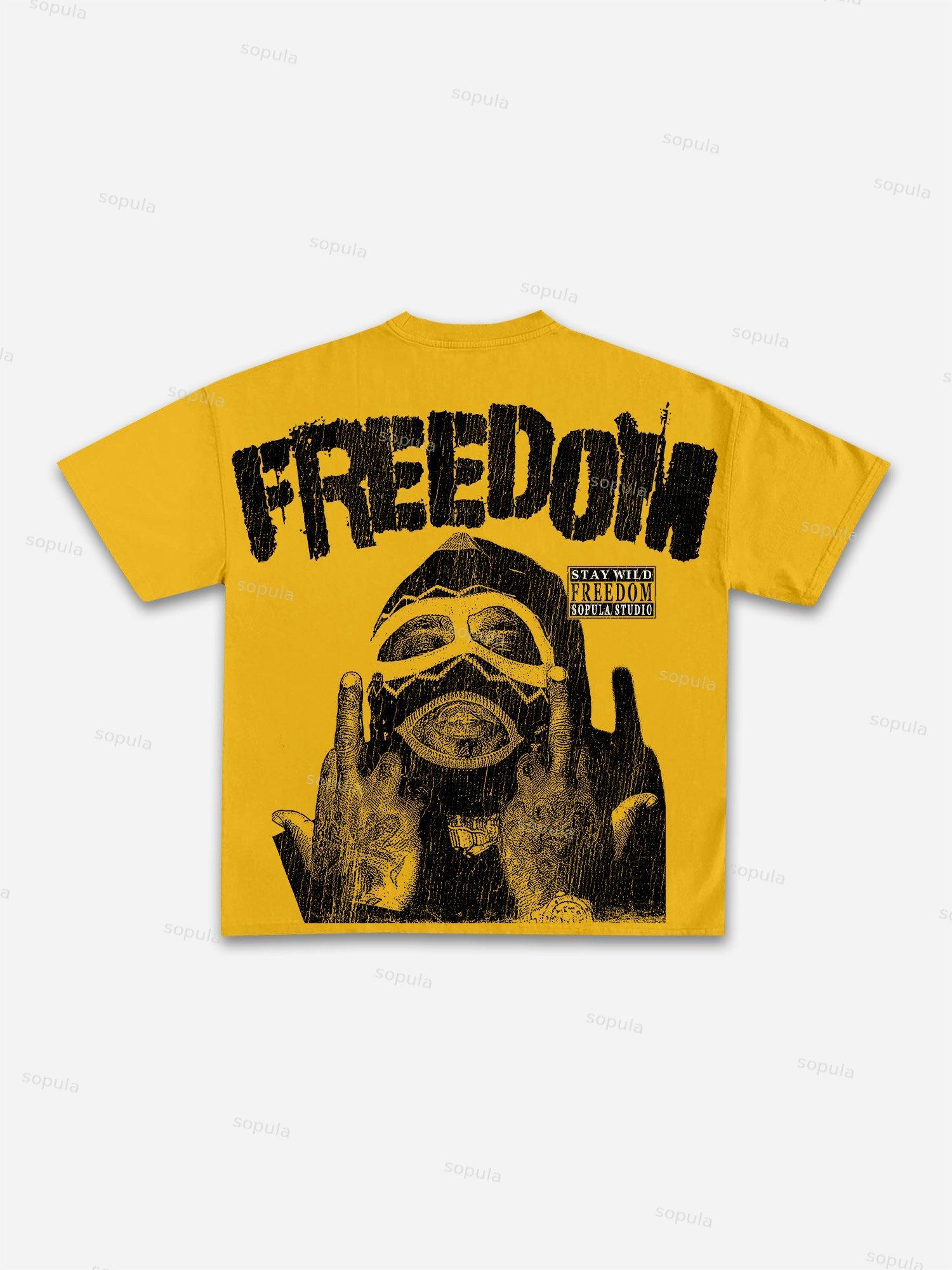 Men's Freedom Street Portrait Print Cotton T-shirt Product Image
