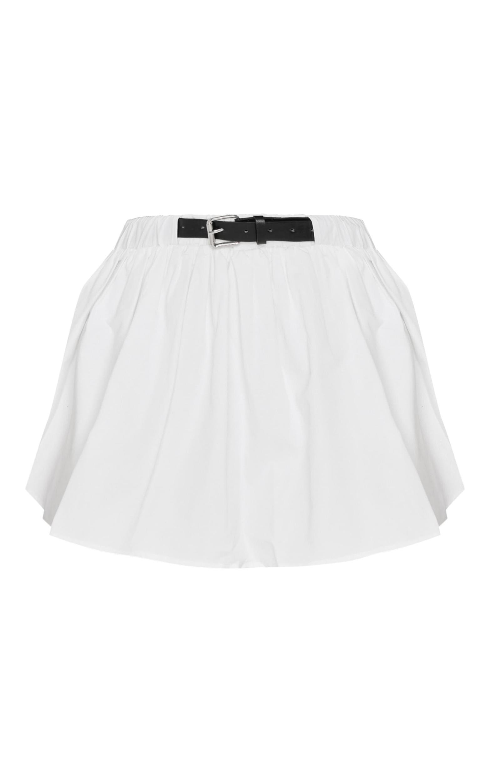 White Cotton Poplin Frill Belt Detail Bloomers Product Image
