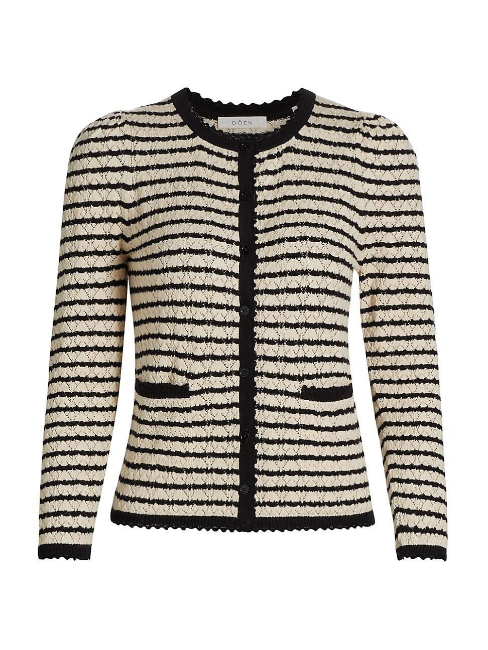 Womens Therese Cotton-Silk Striped Cardigan Product Image