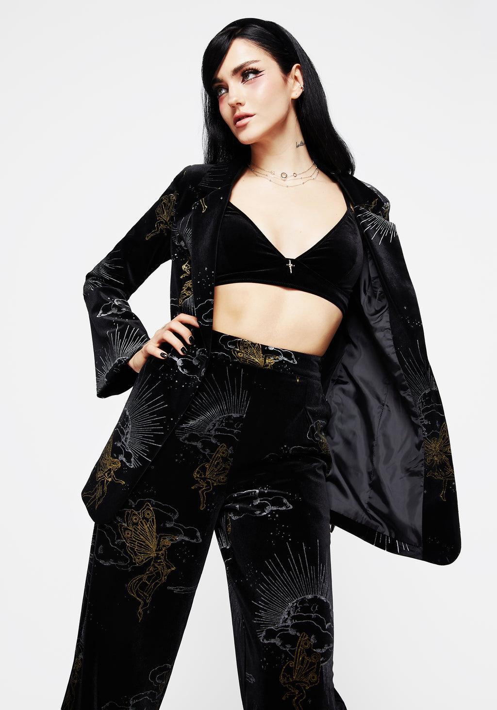 Adelina Foil Print Velour Blazer Product Image