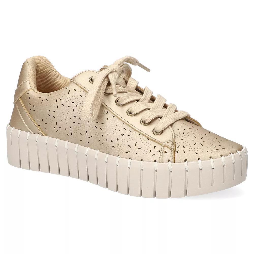 Easy Street Retta Women's Comfort Platform Sneakers, Size: 9 Wide, Beige Product Image