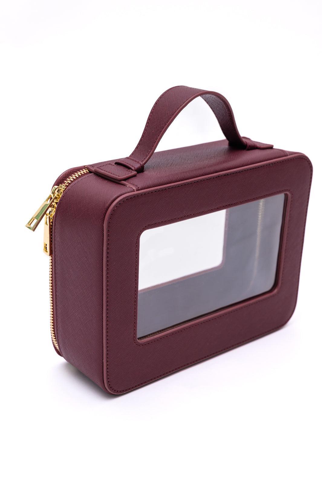 PU Leather Travel Cosmetic Case in Wine Product Image