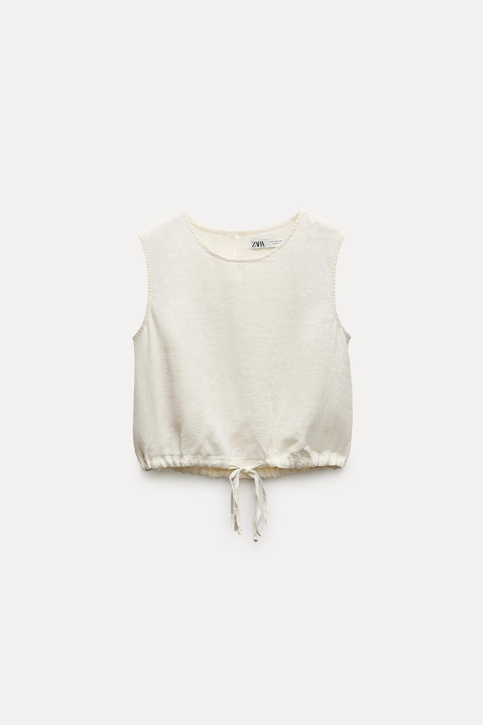 TIED 100% LINEN TOP ZW COLLECTION Product Image