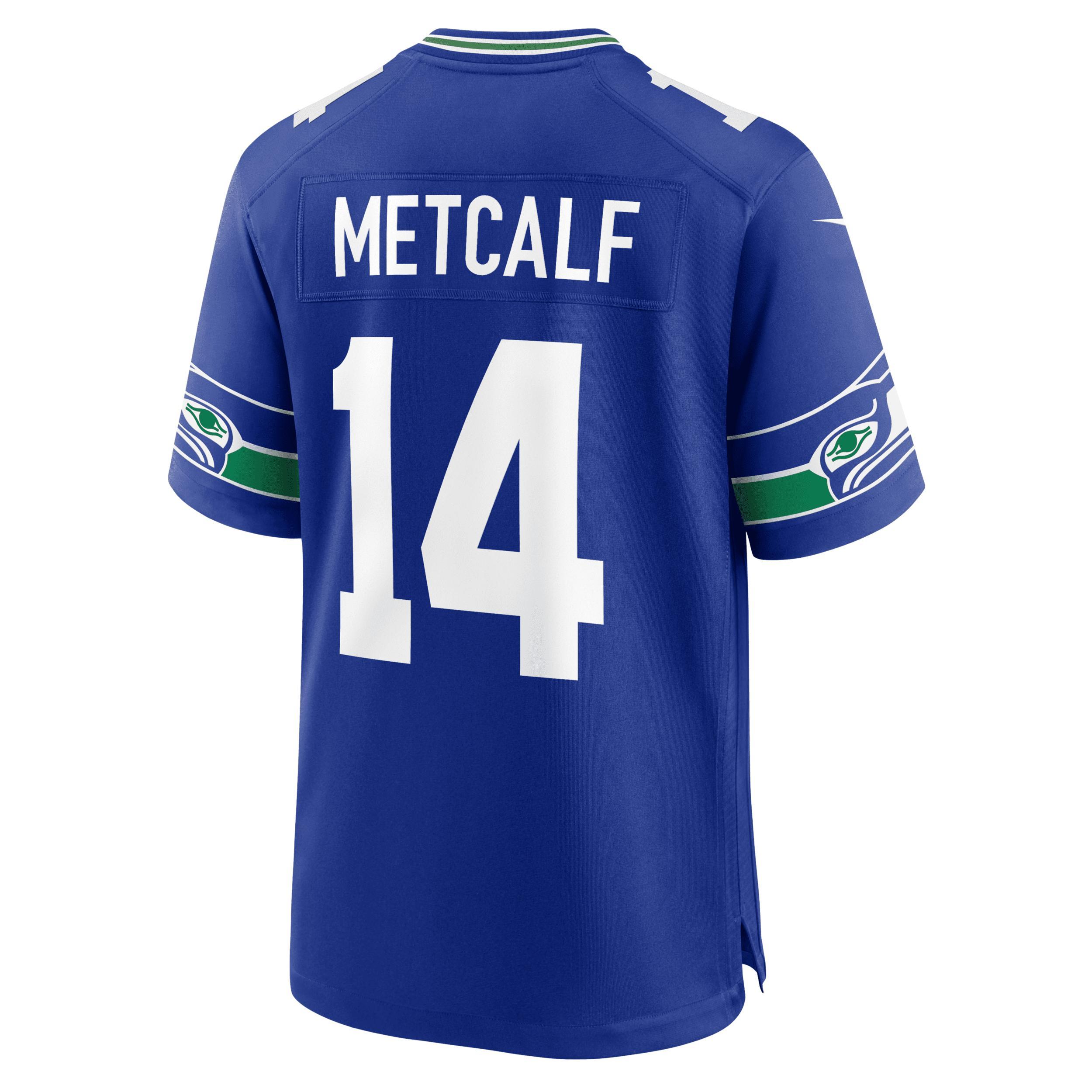 Mens Nike DK Metcalf Royal Seattle Seahawks Throwback Player Game Jersey Product Image