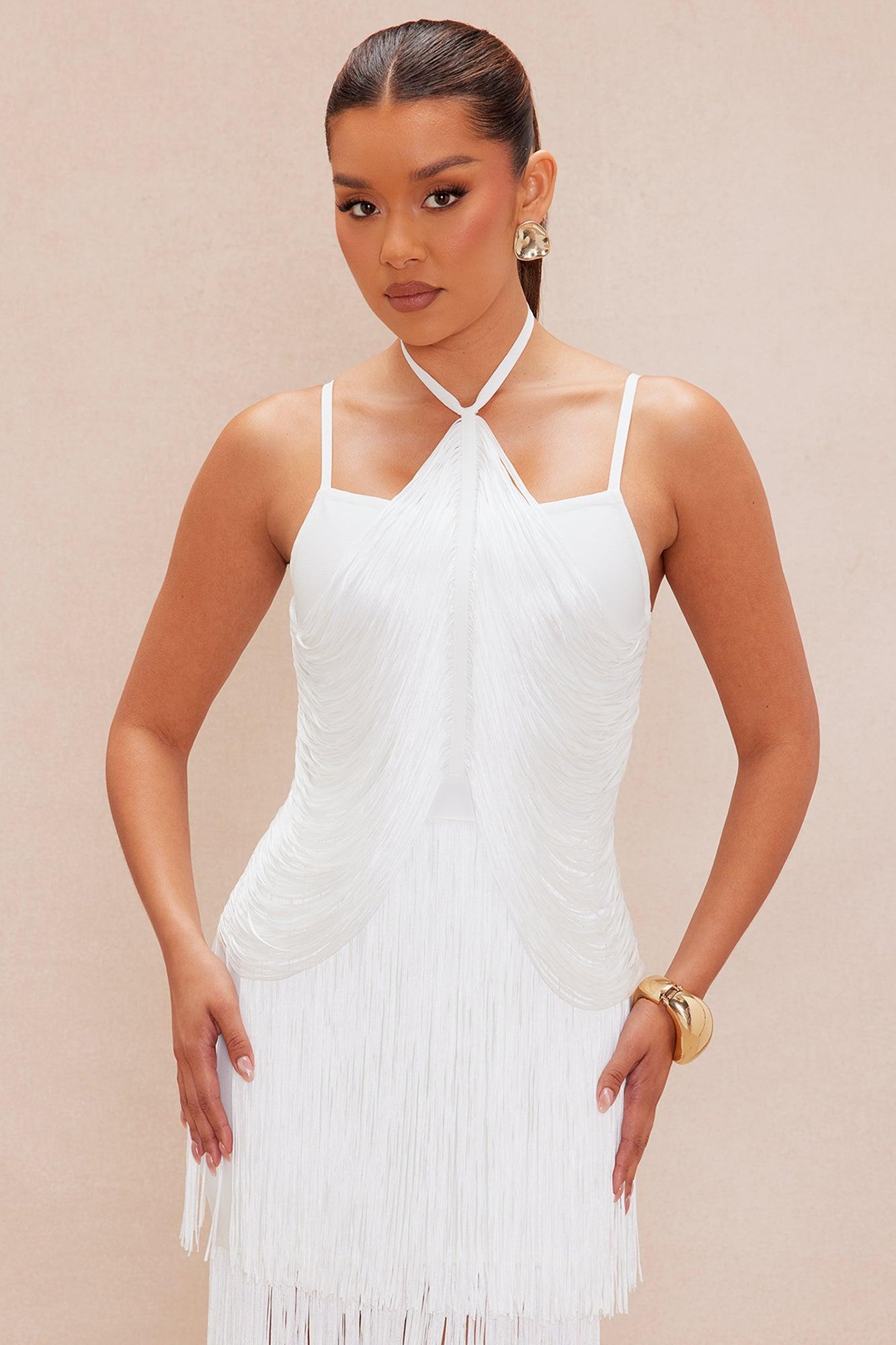 Julie Fringe Bandage Maxi Dress - White Female Product Image