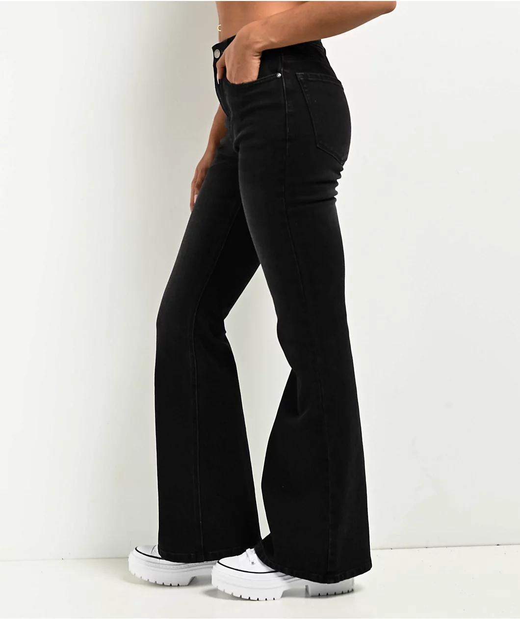 Empyre Glimmer Ozzy Black Wash Mid Rise Flare Jeans Product Image