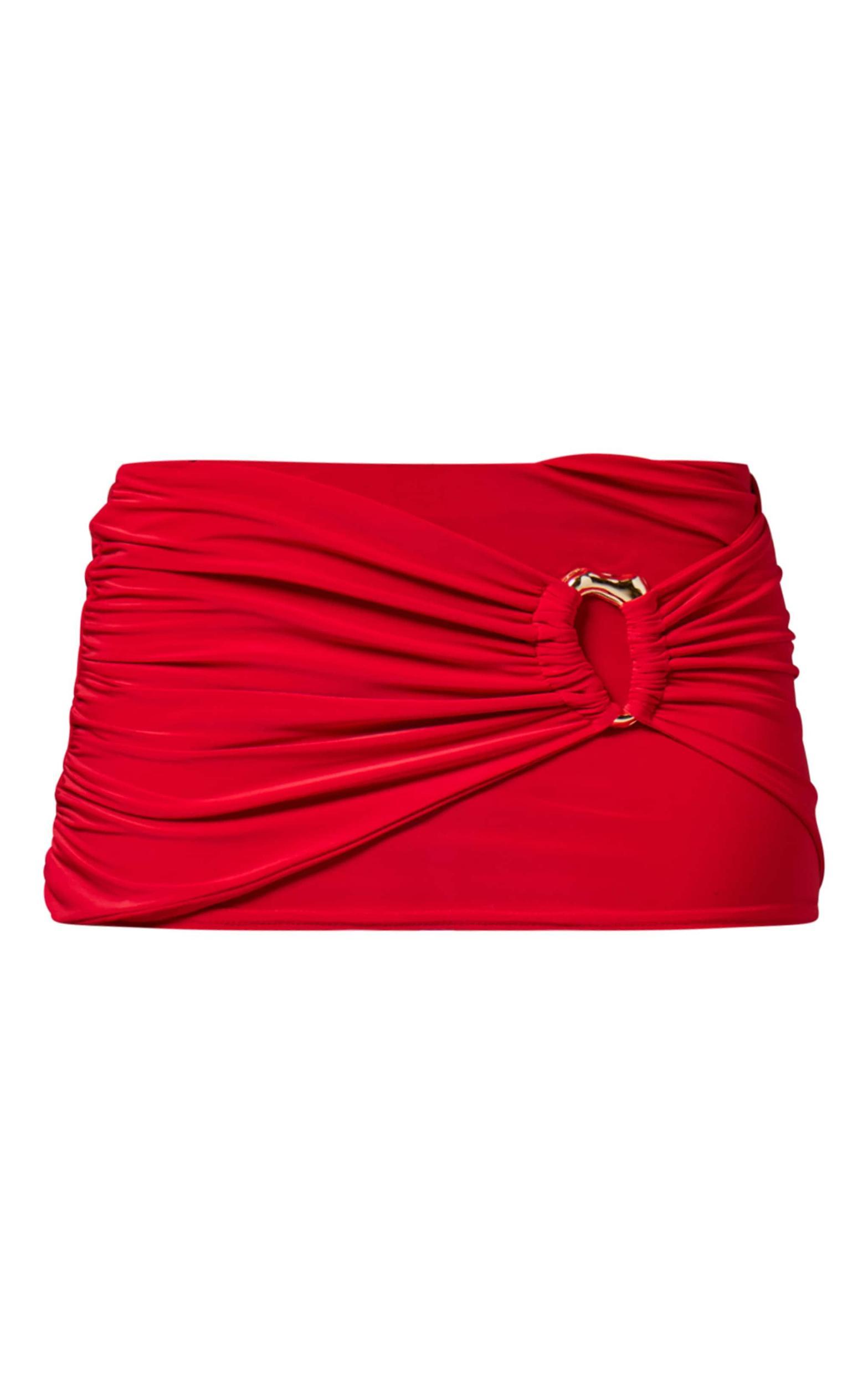 Red Slinky Ring Detail Low Rise Micro Mini Skirt Product Image
