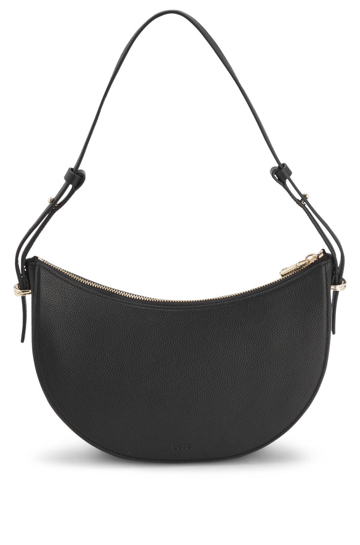 BOSS - Leather crossbody bag with Double B monogram - Black Product Image