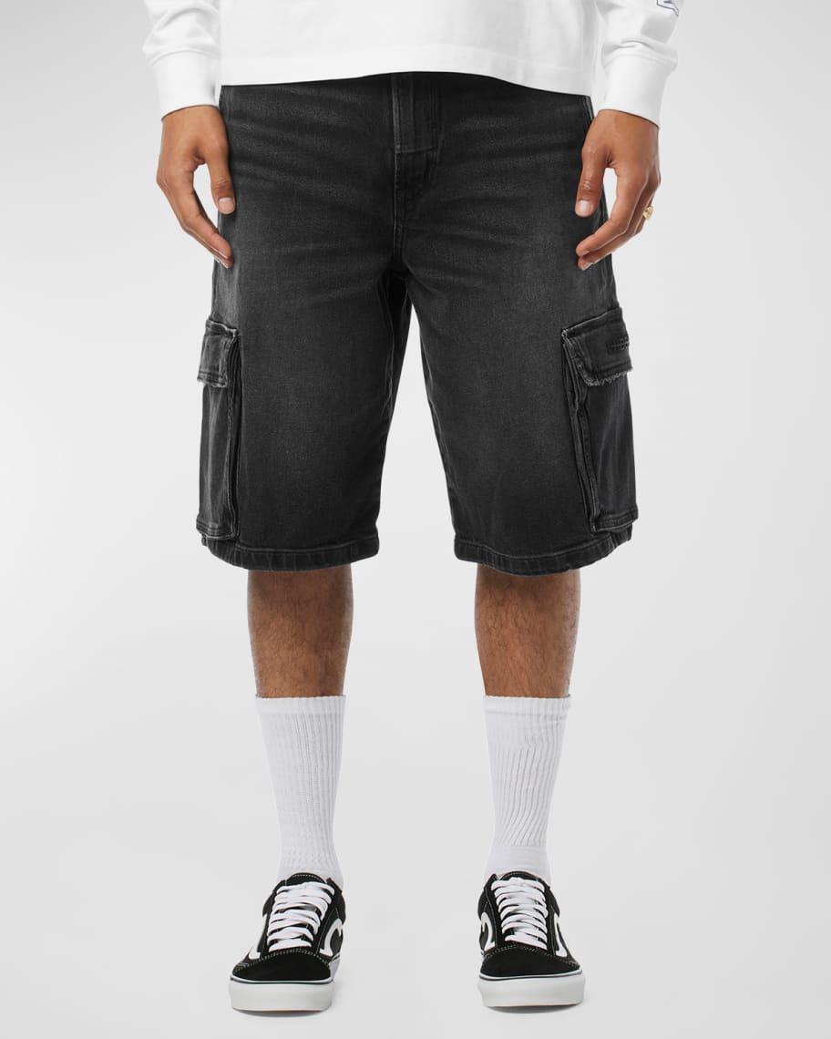 Mens 90s Inspired Denim Cargo Shorts Product Image