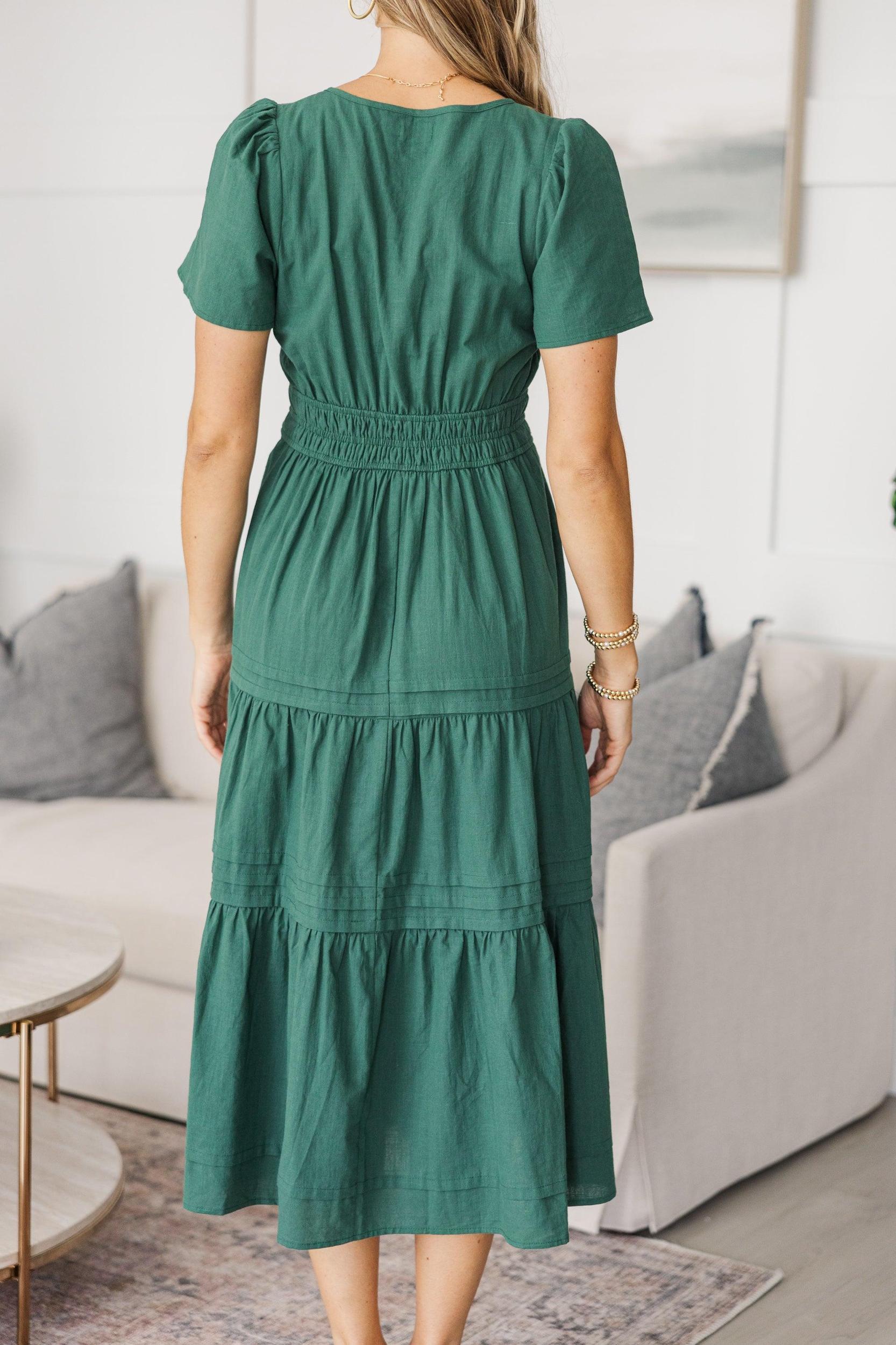 NURSING COLLECTION: It's In The Air Emerald Green Tiered Midi Dress Female Product Image