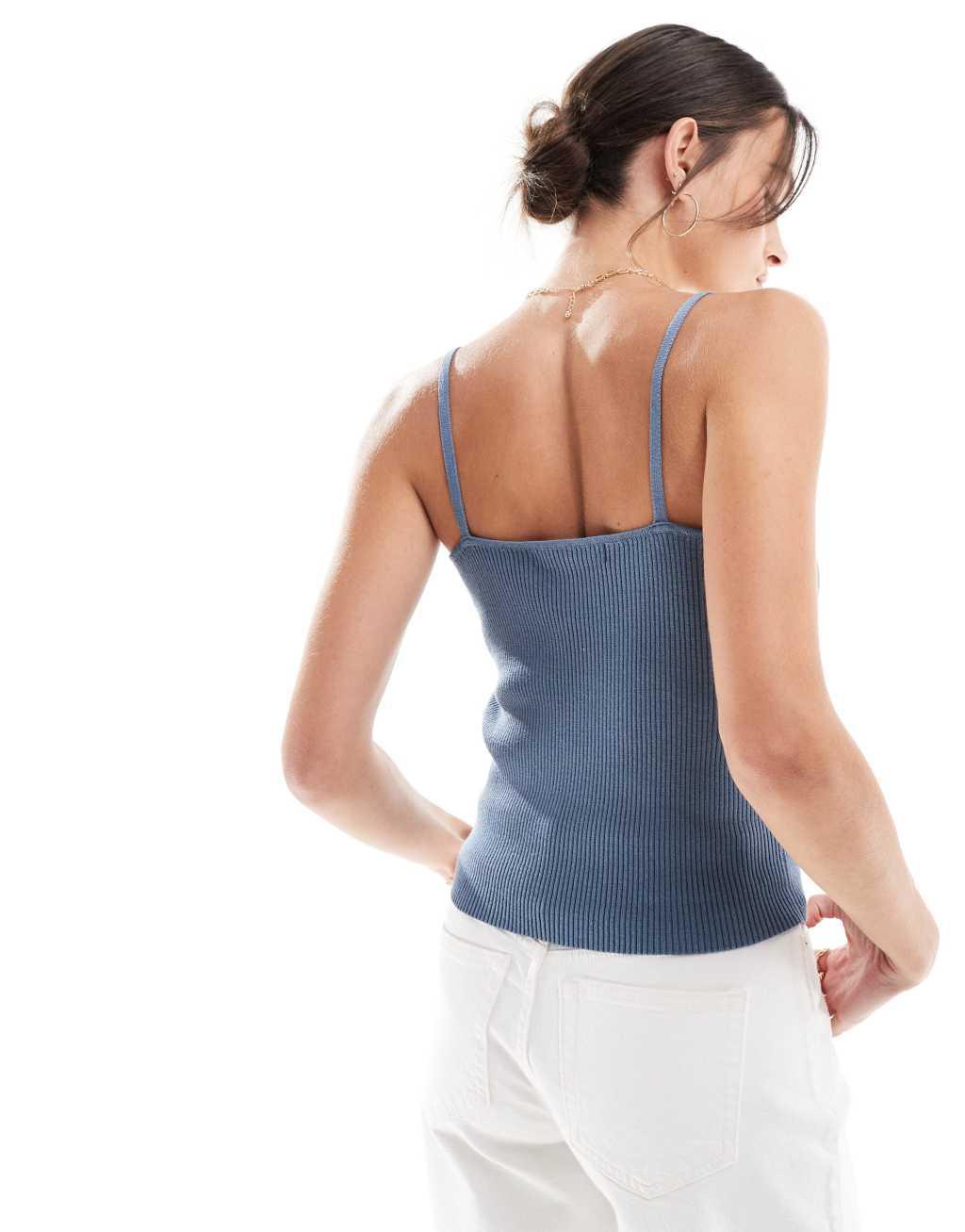 Vero Moda super soft structured knit cami top in petrol blue Product Image
