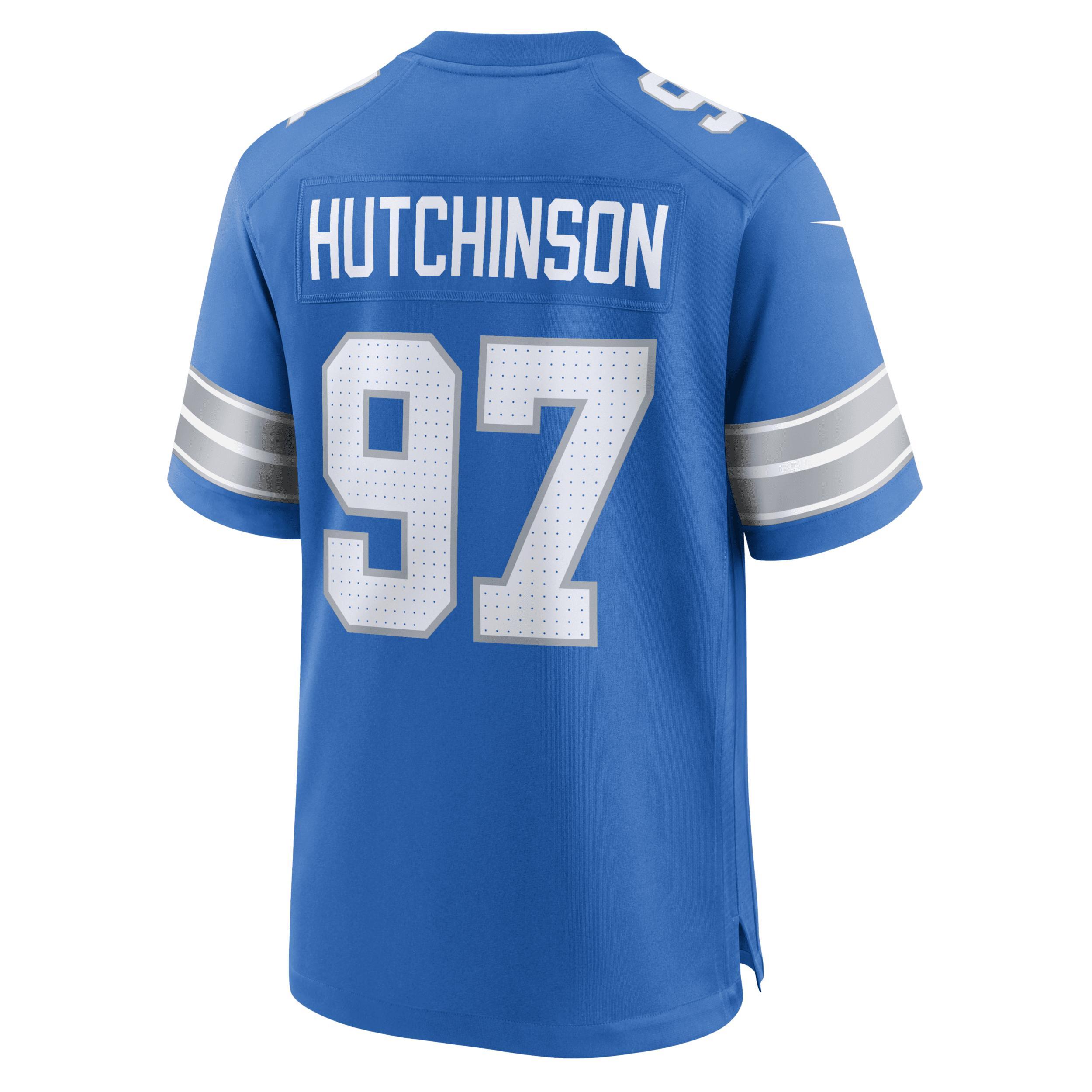 Men's Nike Aidan Hutchinson Blue Detroit Lions Game Jersey, Size: 2XL Product Image