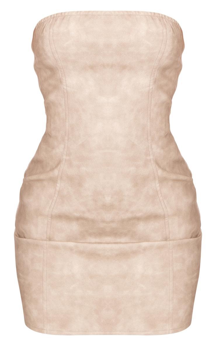 Stone Acid Wash Seam Detail Bandeau Bodycon Dress Product Image