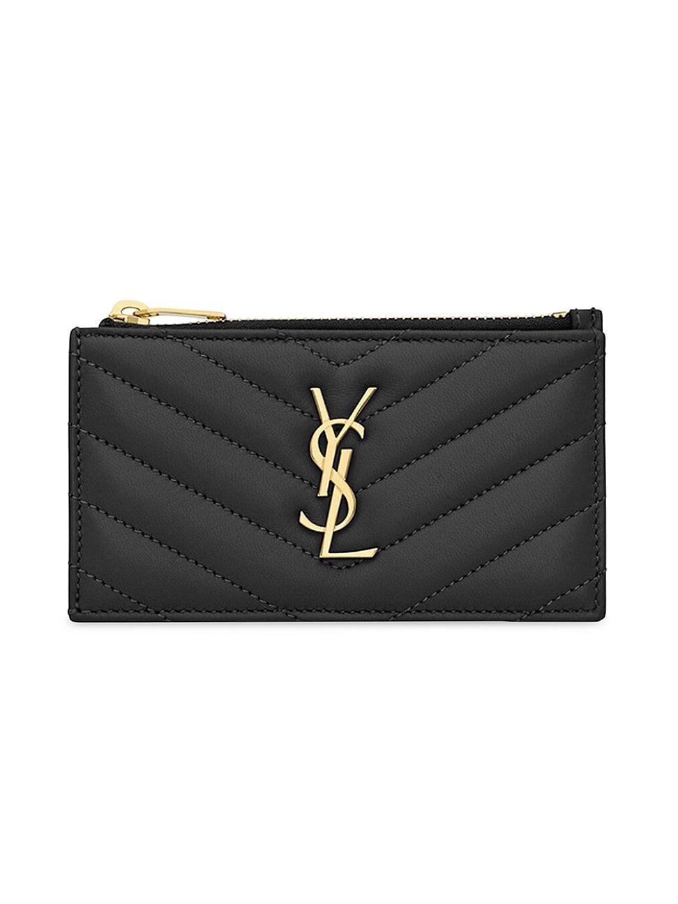 Saint Laurent Cassandre Matelasse Fragments Zipped Card Case Product Image
