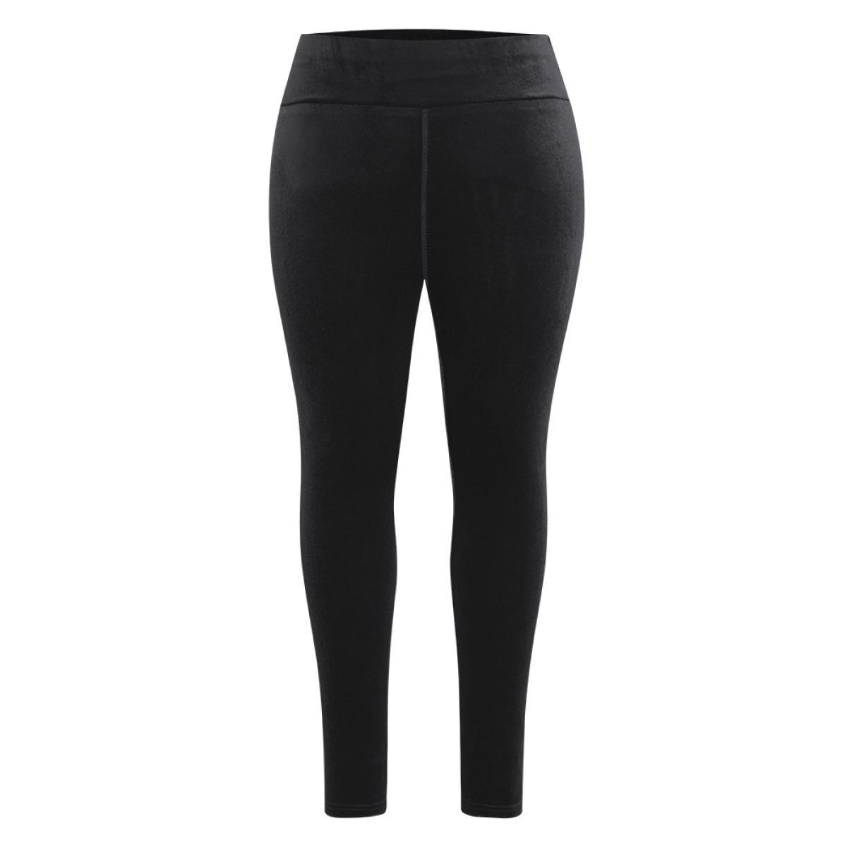 Plus Size Plain Velvet Elastic Waist Skinny Leggings Women Black Glamour High stretch Skinny High Rise Festival-Christmas Leggings BloomChic 12/L Product Image