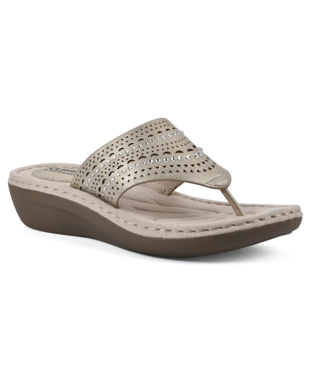 Cliffs by White Mountain Comate Women's Thong Sandals, Size: 9.5 Wide, White Nubuck Product Image