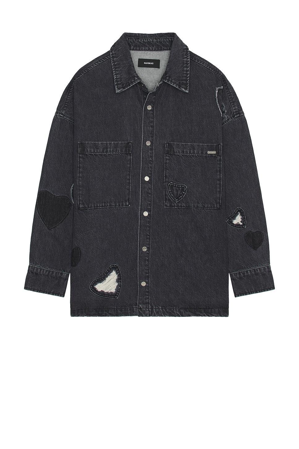 Heart Patchwork Long Sleeve Shirt Product Image