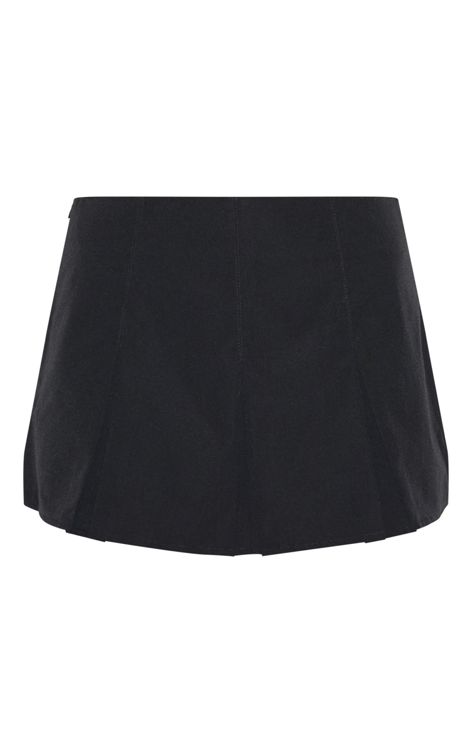 Black Tailored Woven Box Pleat Skater Skort Product Image
