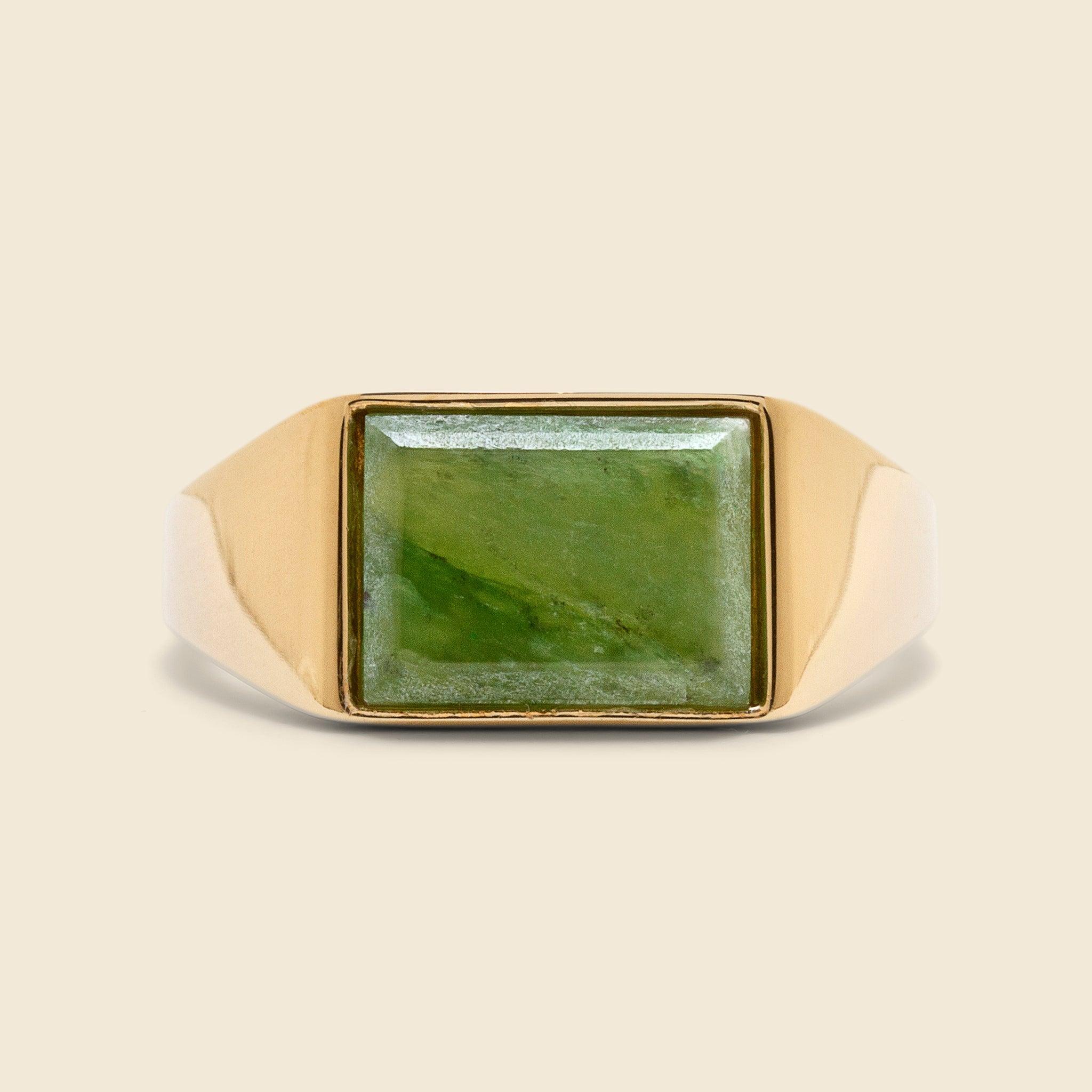 Lennox Jasper Ring - Green/Gold Vermeil Product Image
