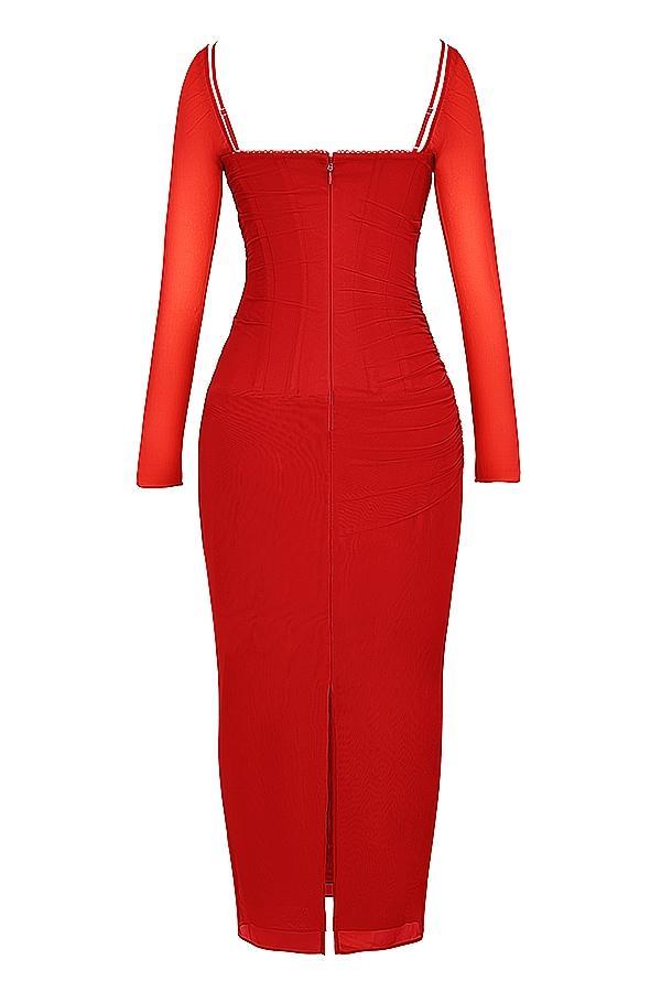 Katarina  scarlet long sleeve maxi dress Product Image
