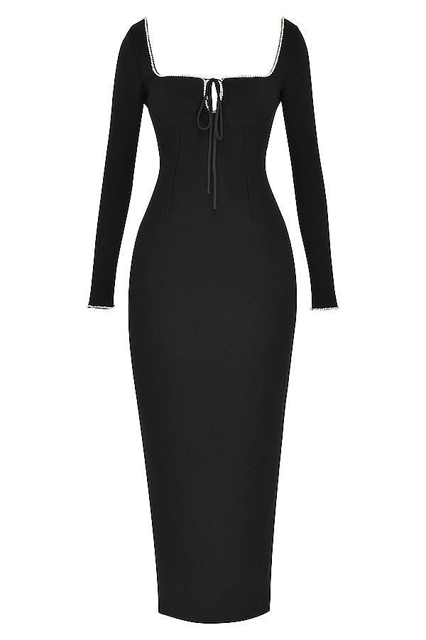 Rosa  black crystal embellished maxi dress - sale Product Image