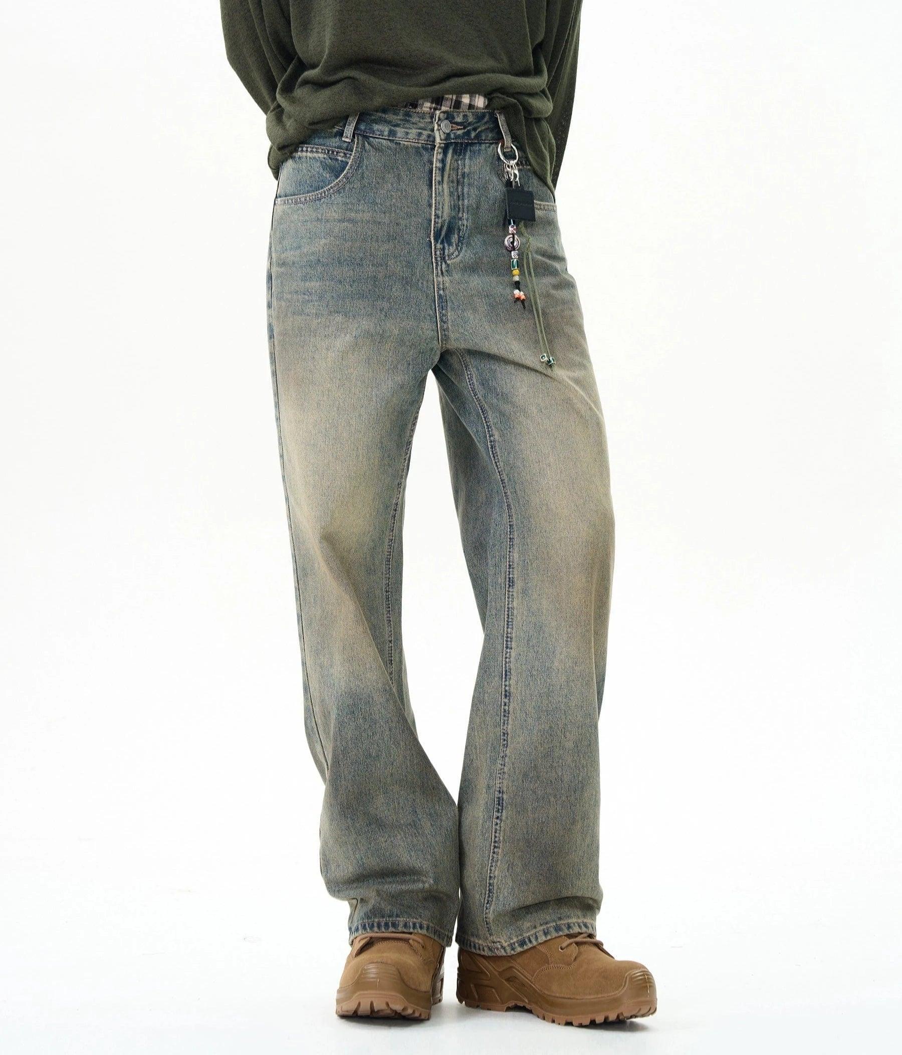 RT No. 12066 WASHED BLUE DENIM STRAIGHT JEANS Product Image