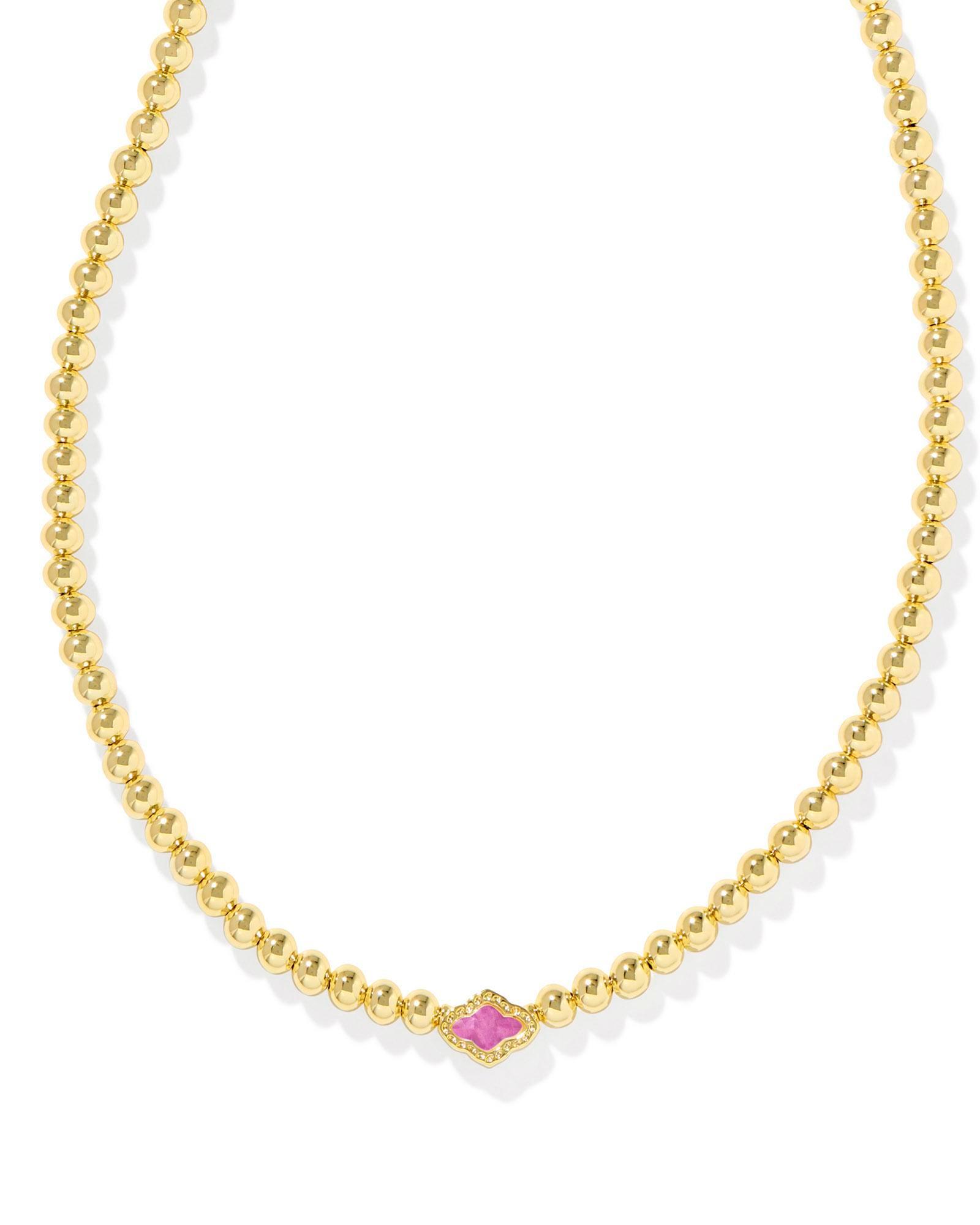 Abbie Gold Beaded Necklace in Azalea Illusion Product Image
