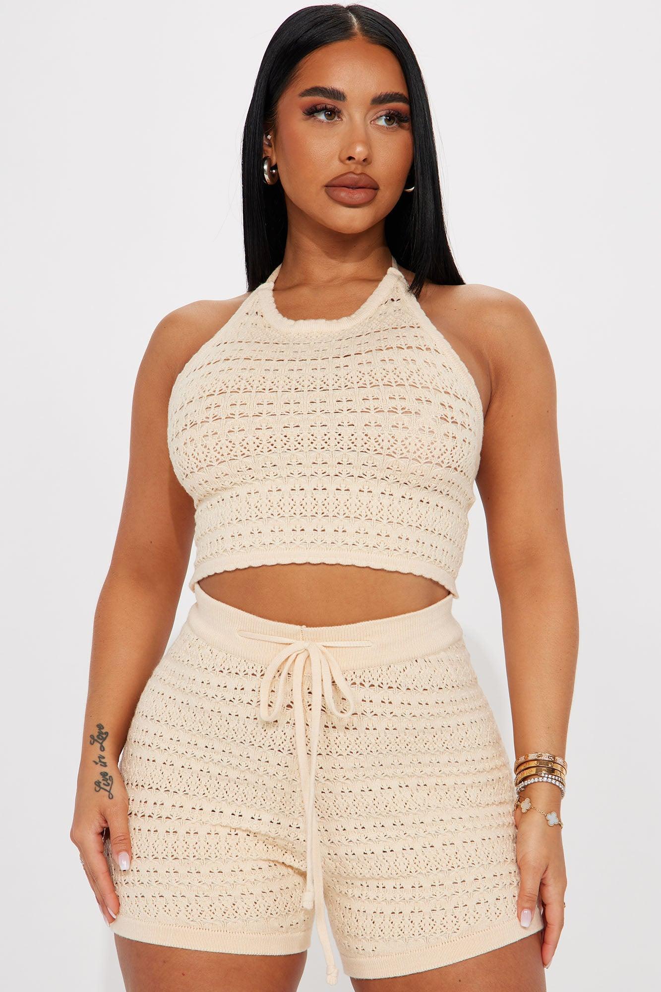 Looking Again Short Set  - Beige Product Image