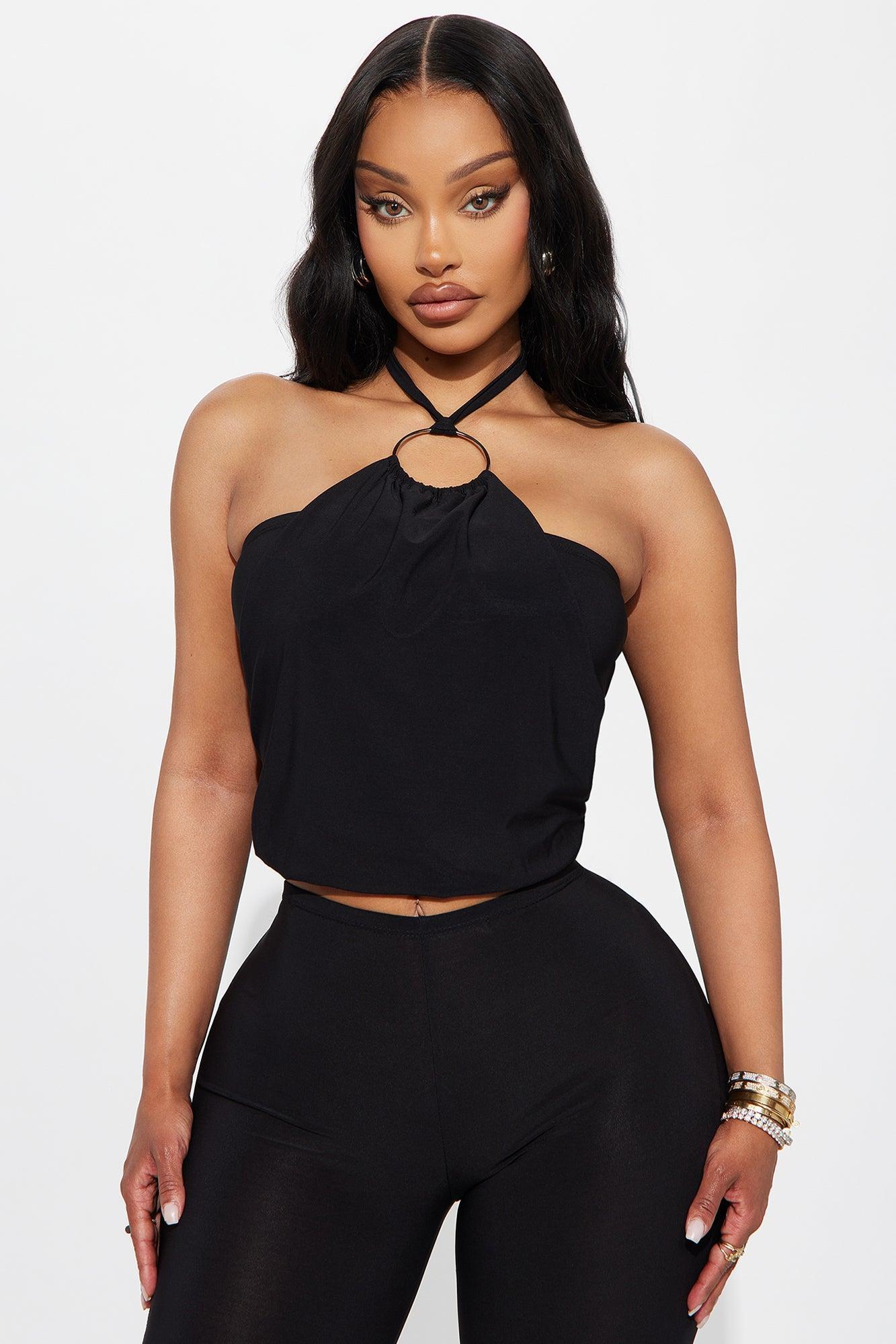Veronica Halter Pant Set - Black Product Image