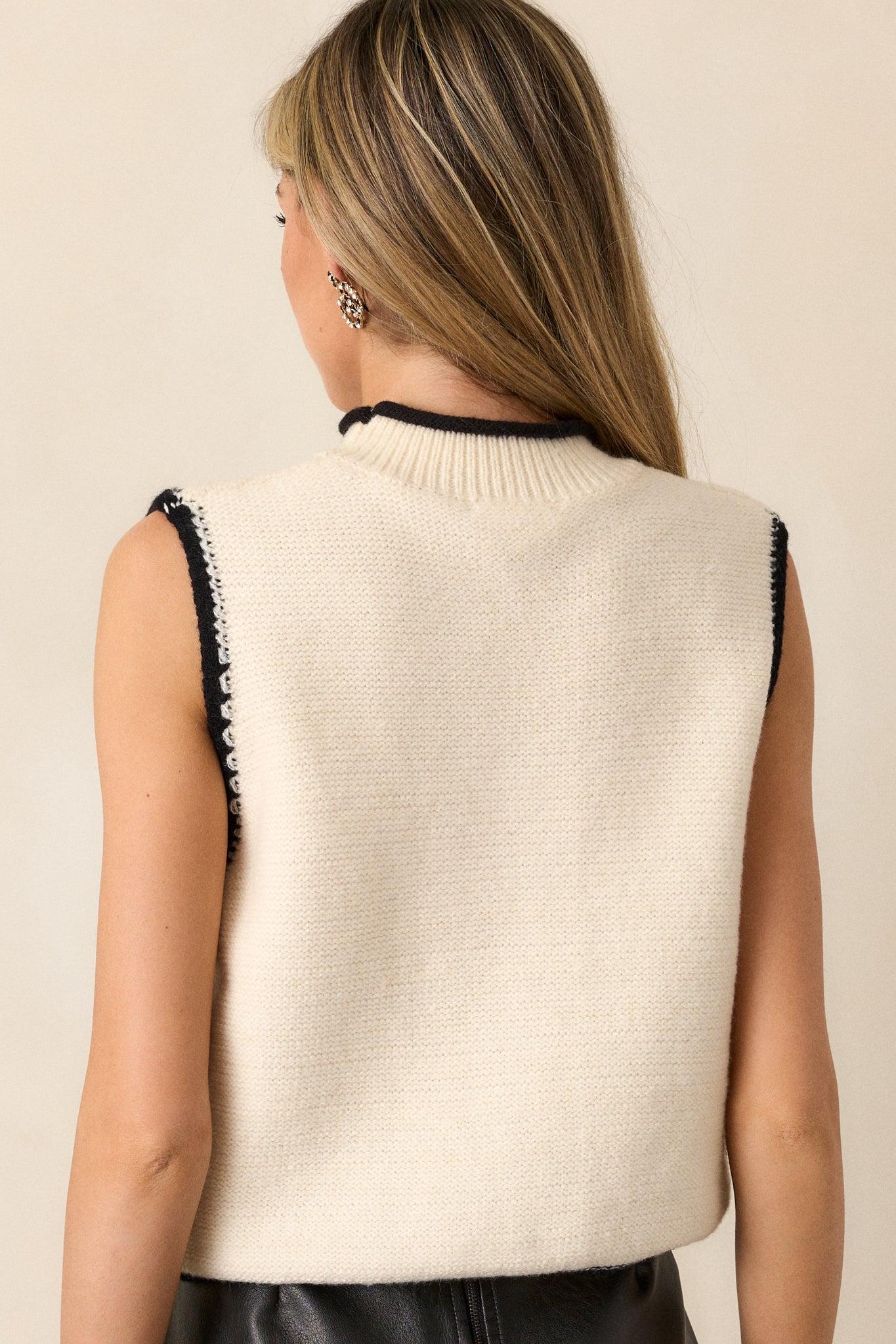 Moonstone Haze Ivory Knit Sweater Vest Product Image
