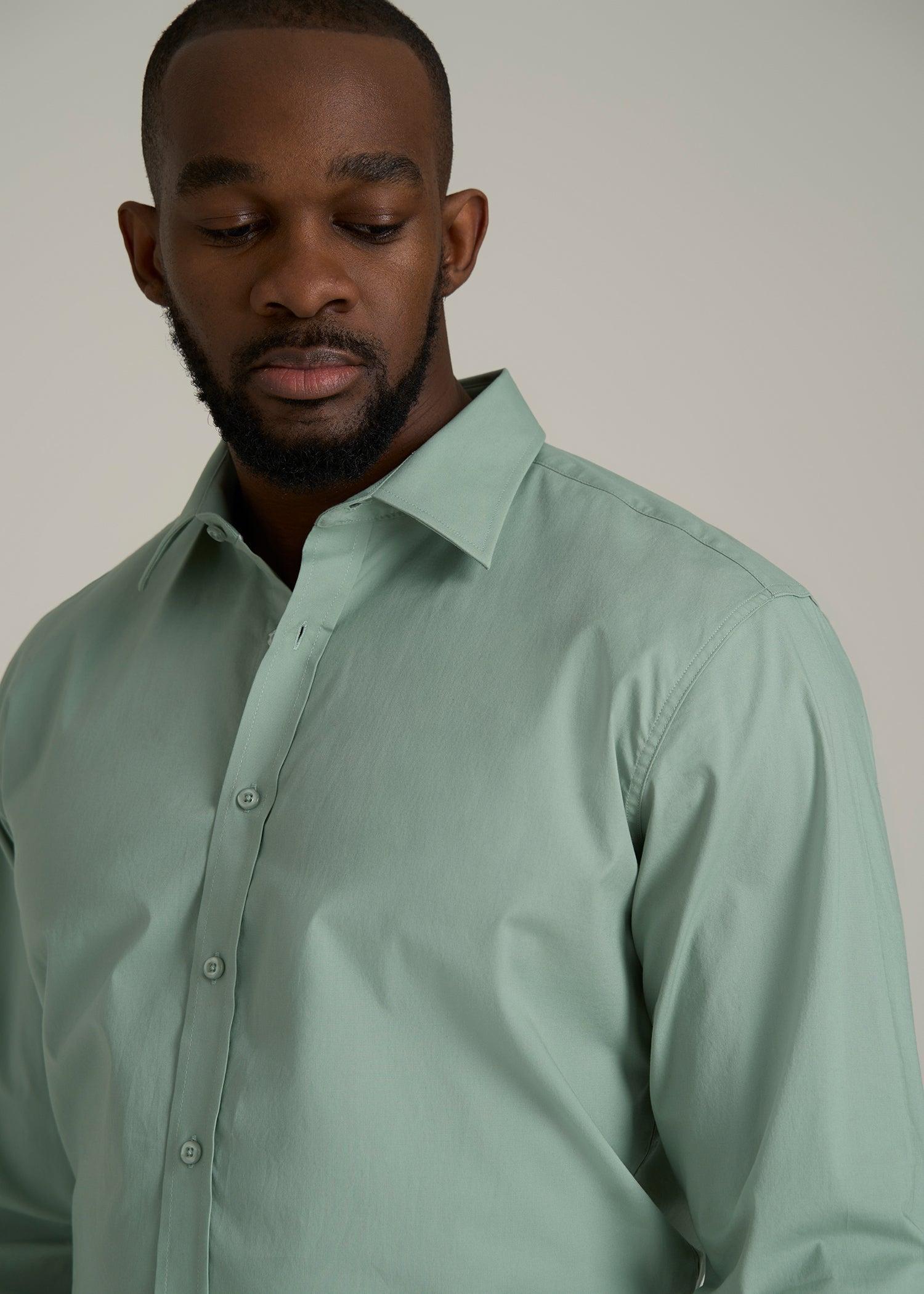 Oskar Button-Up Dress Shirt for Tall Men in Seagrass Product Image