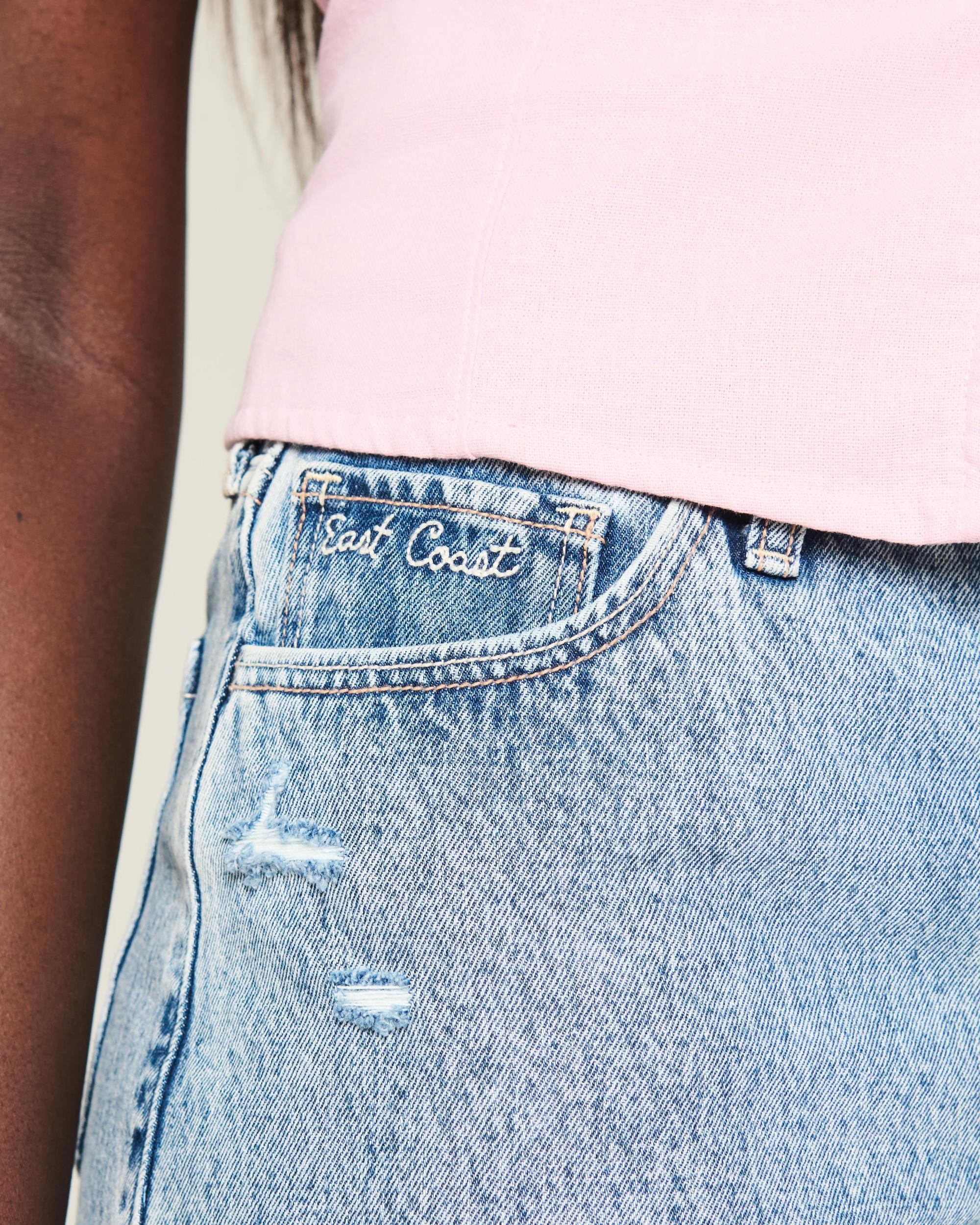 High-Rise Washed Black Relaxed Denim Shorts 5" Product Image