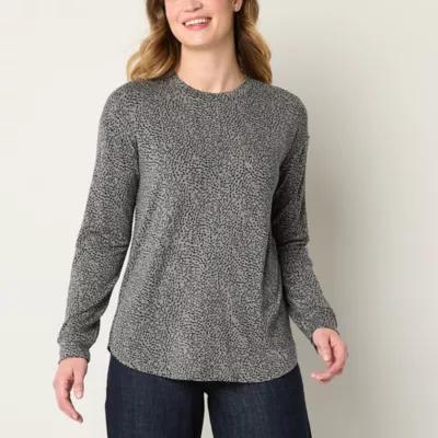Liz Claiborne Womens Crew Neck Long Sleeve Blouse Product Image