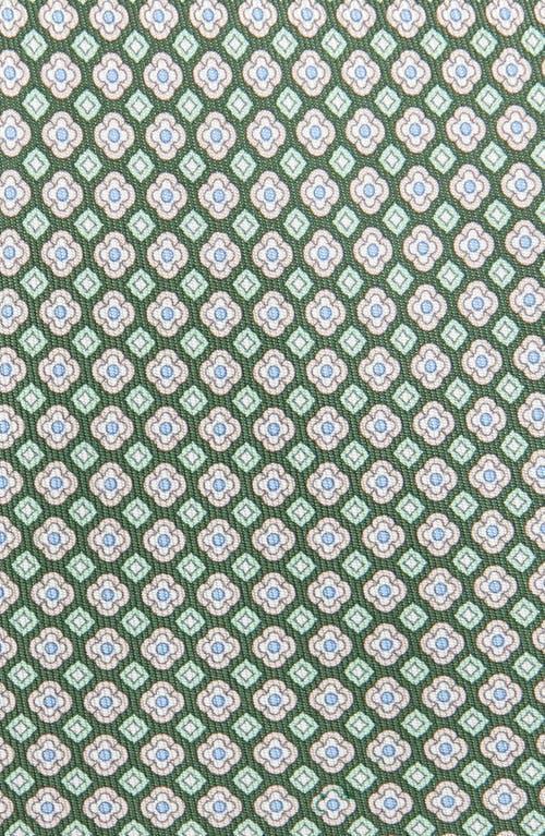 FERRAGAMO Micro Floral Medallion Silk Tie In Green Product Image