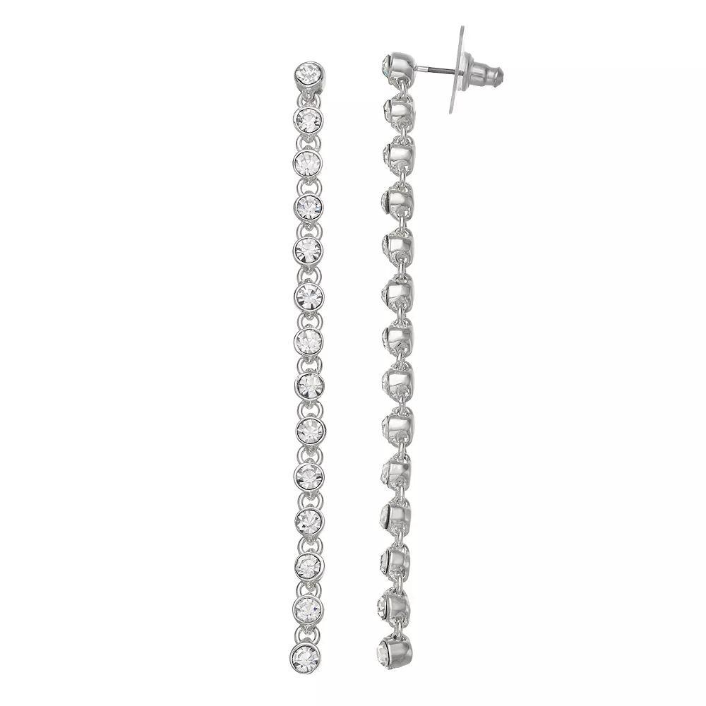 Nine West Pave Linear Post Earrings, Women's, Silver Tone Product Image