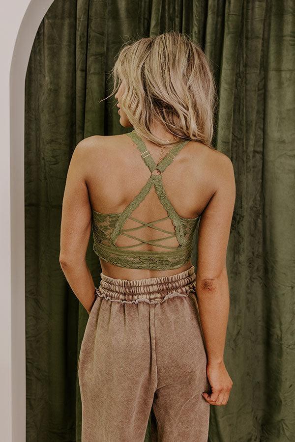 The Juliette Racerback Lace Bralette in Olive Product Image