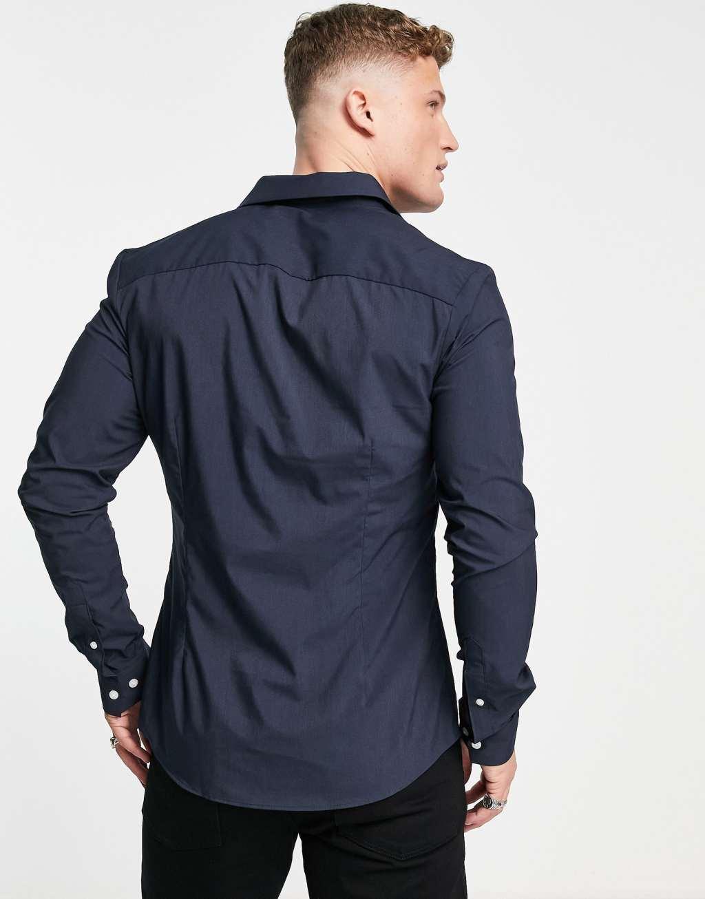 ASOS DESIGN stretch slim fit work shirt in white Product Image