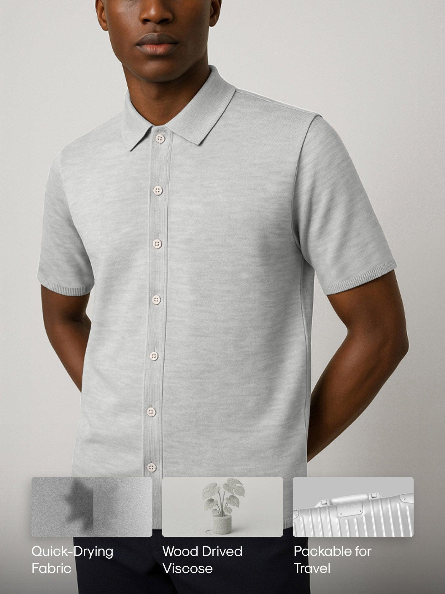 Men's Labs 3D Print-Knit Short Sleeve Shirt - Light Grey Product Image