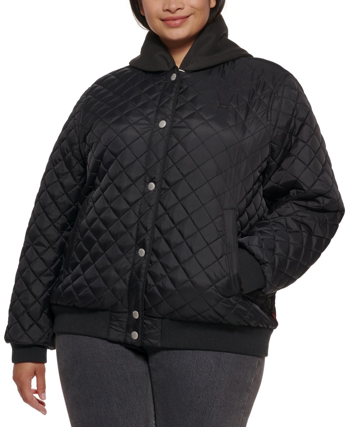 Plus Size Levis Quilted Sherpa Diamond Bomber Jacket, Womens Product Image