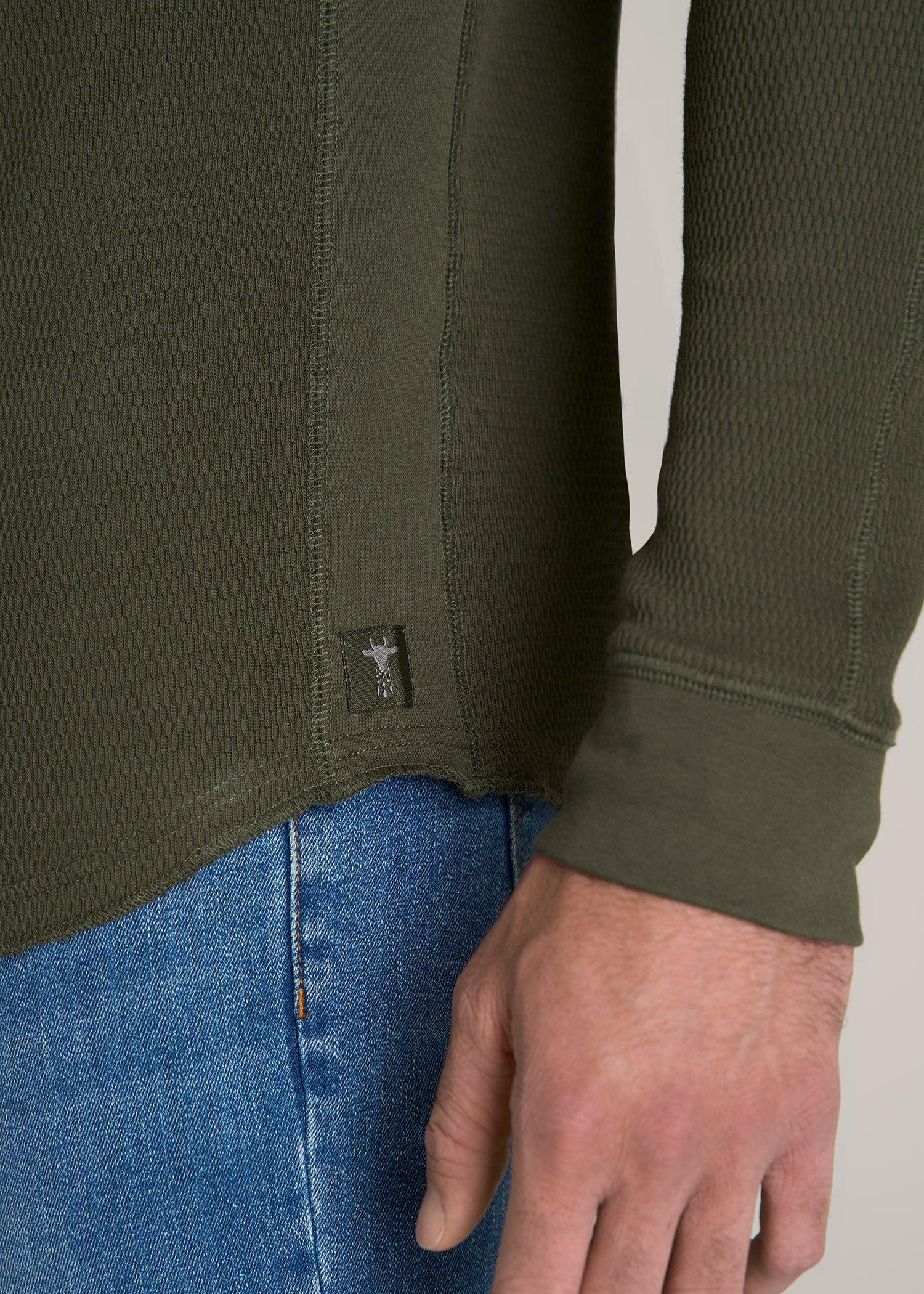 Double Honeycomb Thermal Crewneck for Tall Men in Dark Olive Green Product Image