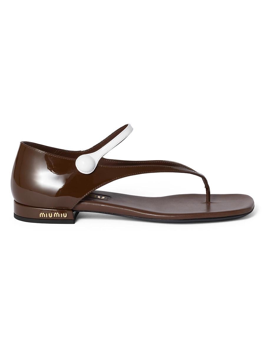 Womens 10MM Patent Leather Thong Sandals Product Image