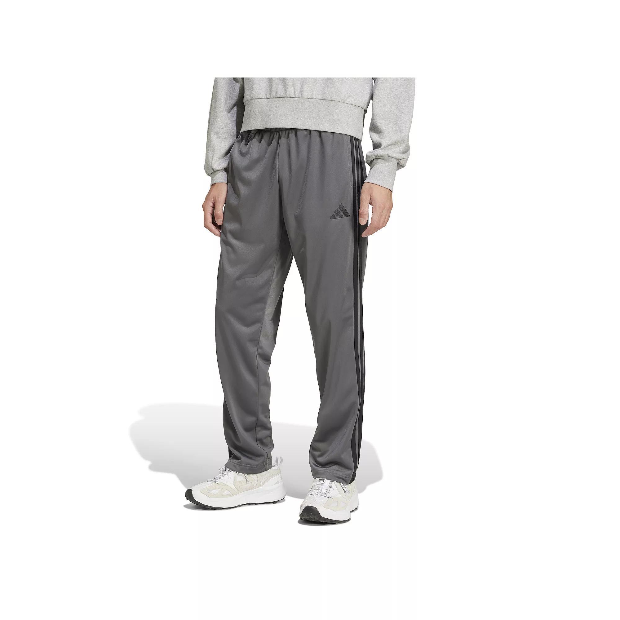 adidas 3-Stripes Tricot Regular-Fit Open Hem Track Pants Grey Six S Mens Product Image
