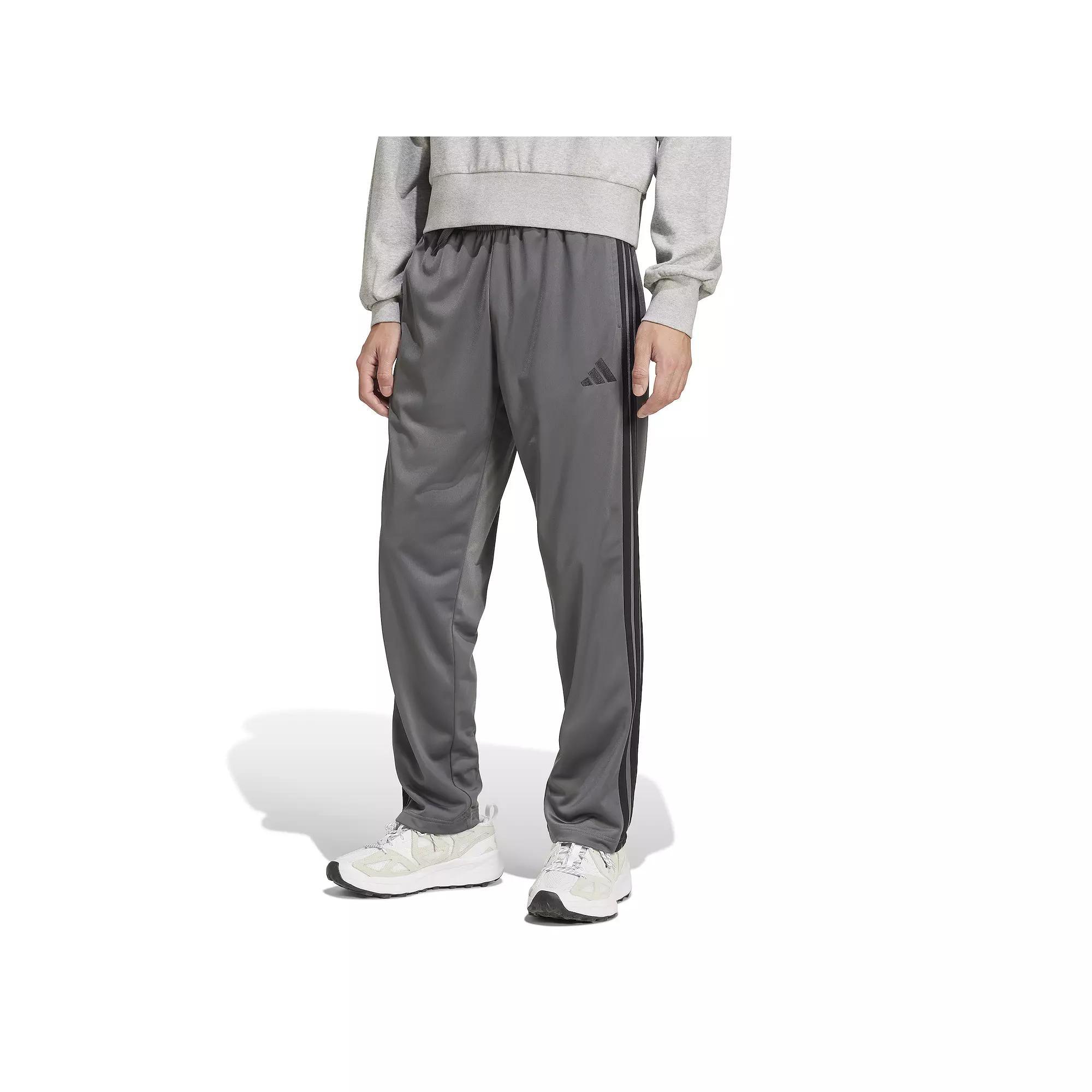 adidas 3-Stripes Tricot Regular-Fit Open Hem Track Pants Grey Six S Mens Product Image