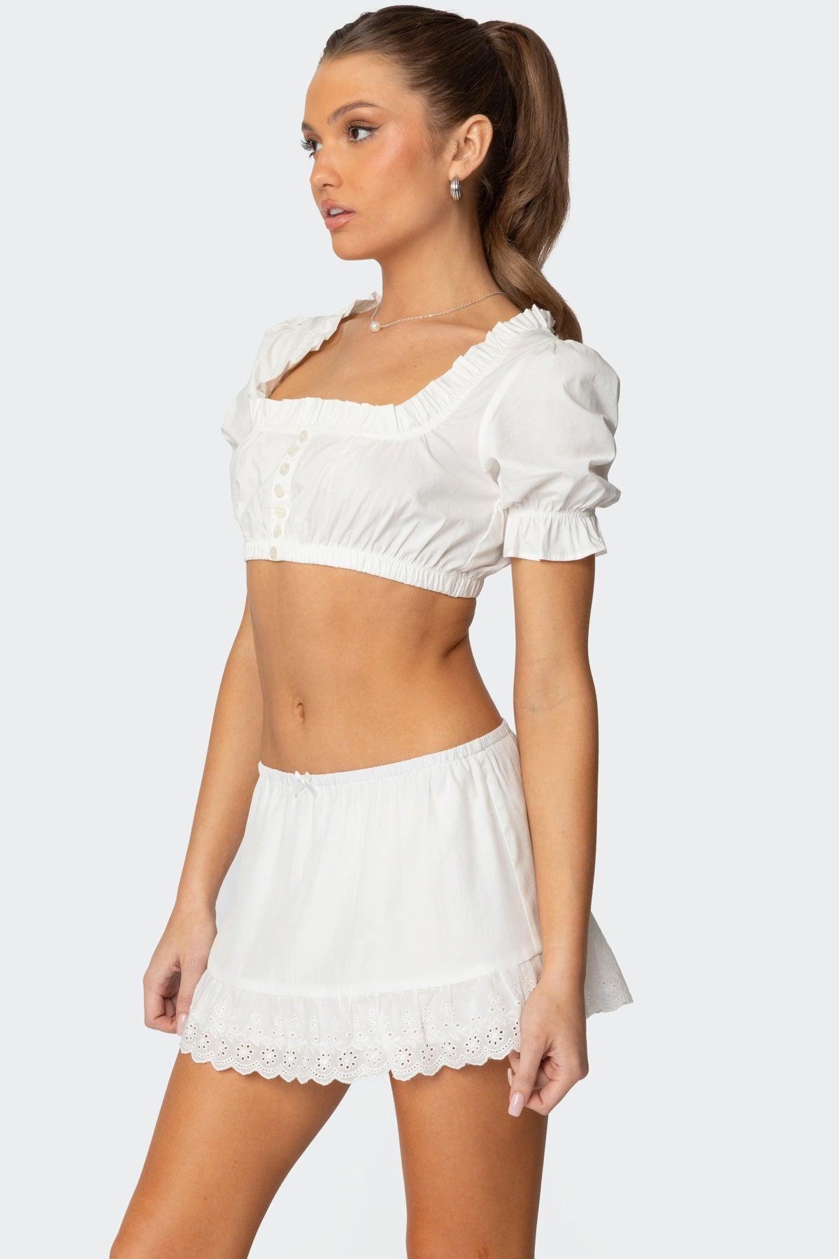 Lenora Puffed Sleeve Crop Top Product Image