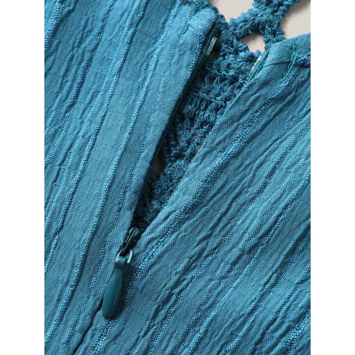 Plus Size Cerulean Back Cut-Out Textured Jumpsuit Women Sleeveless V-neck Vacation Loose Jumpsuits BloomChic 26/4X Product Image