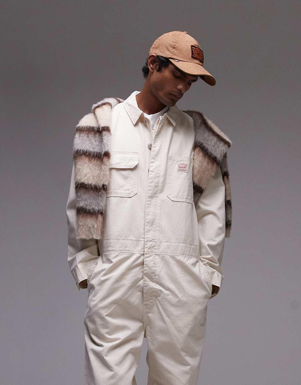 Levi's Workwear capsule stay loose denim overalls in ecru Product Image